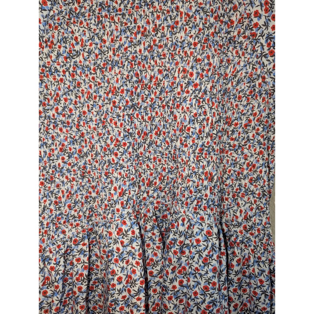 J.Crew Smocked Midi Meadow Dress in Poppy Womens XL Floral Cotton Puff Sleeve‎ - Picture 12 of 14